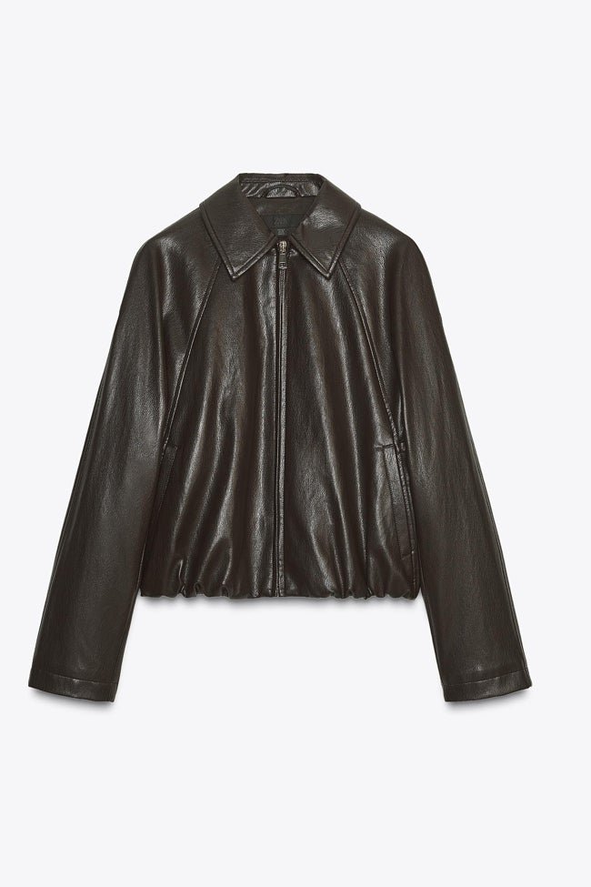 Cazadora de piel de Zara (49,99 euros)