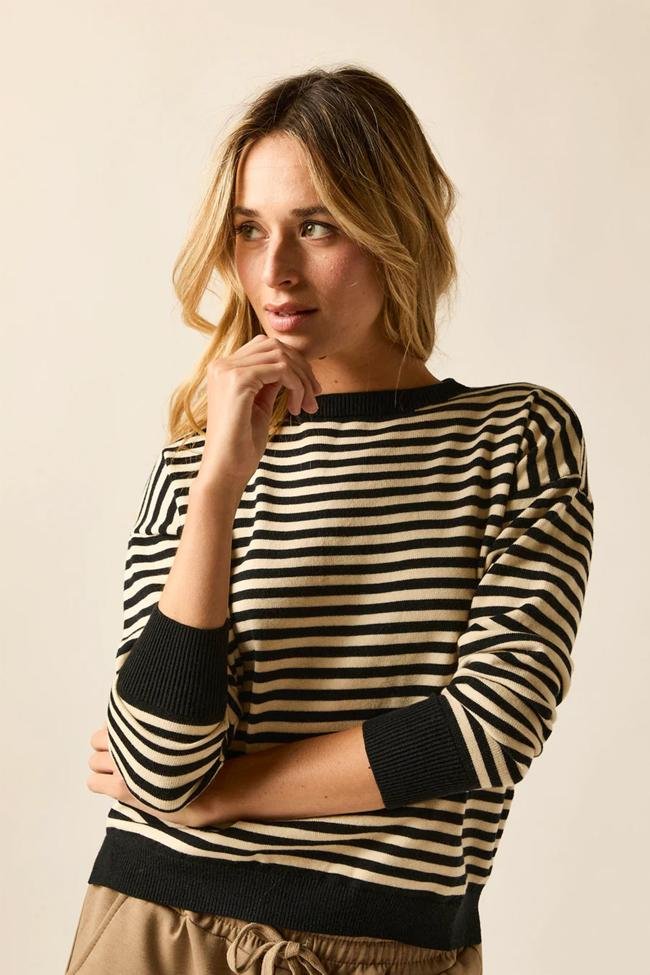 Jersey con rayas en beis y negro de Algo Bonito.