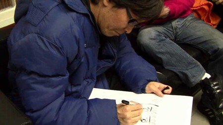 Takahashi dibujando a Oliver