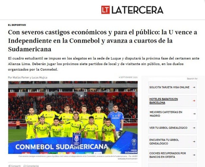 Los títulos de los medios chilenos ante el fallo de Conmebol.