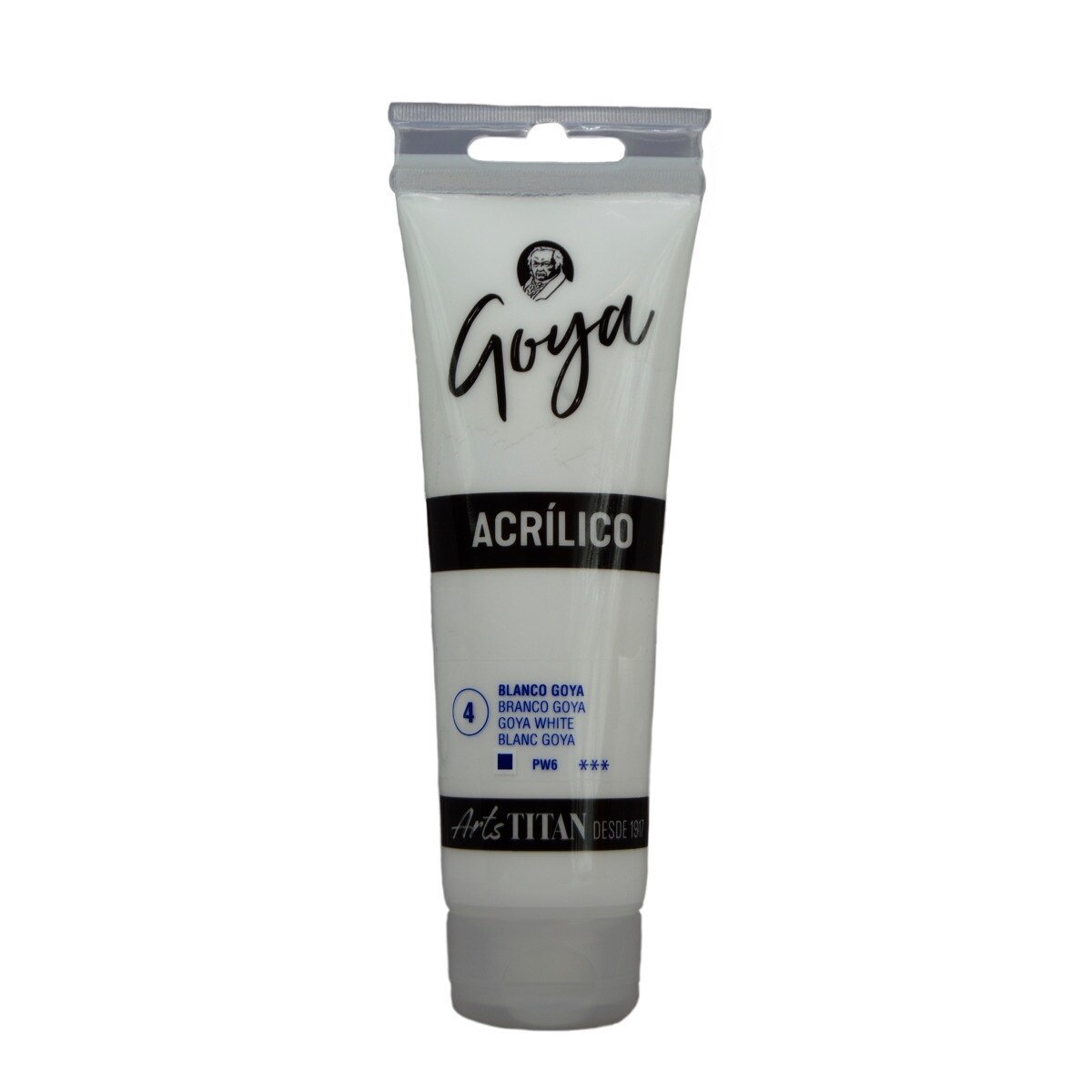 Bote de pintura acrílica blanca de Goya