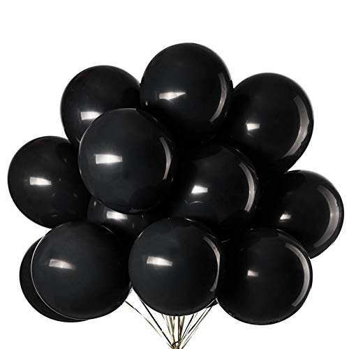 GAKA FAVOR Globos Negro de 12 Pulgadas Globos de Látex Negro Decorativa 50 Piezas para Decoración de Fiesta Festival Compromiso Boda Cumpleaños