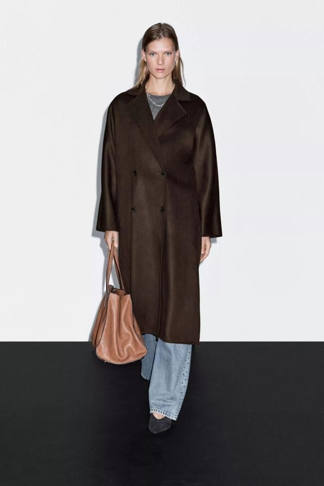 Abrigo largo cruzado con lana (249€)