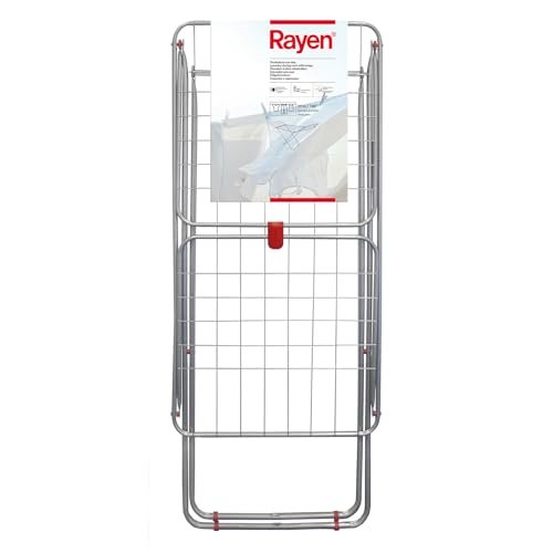 Rayen | Tendedero con alas | Superficie de tendido de 19 m | Sistema de bloqueo de alas | Tendedero plegable y antideslizante|Para interior y exterior|182 x 55 x 102 cm Color Acero|19 metros