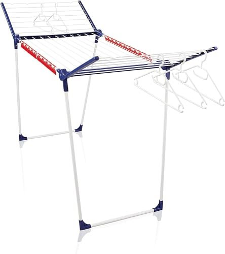 Leifheit Tendedero con alas Pegasus 200 Solid Comfort, tendedero de ropa plegable con múltiples accesorios, tendedero exterior e interior [Amazon Exclusive]