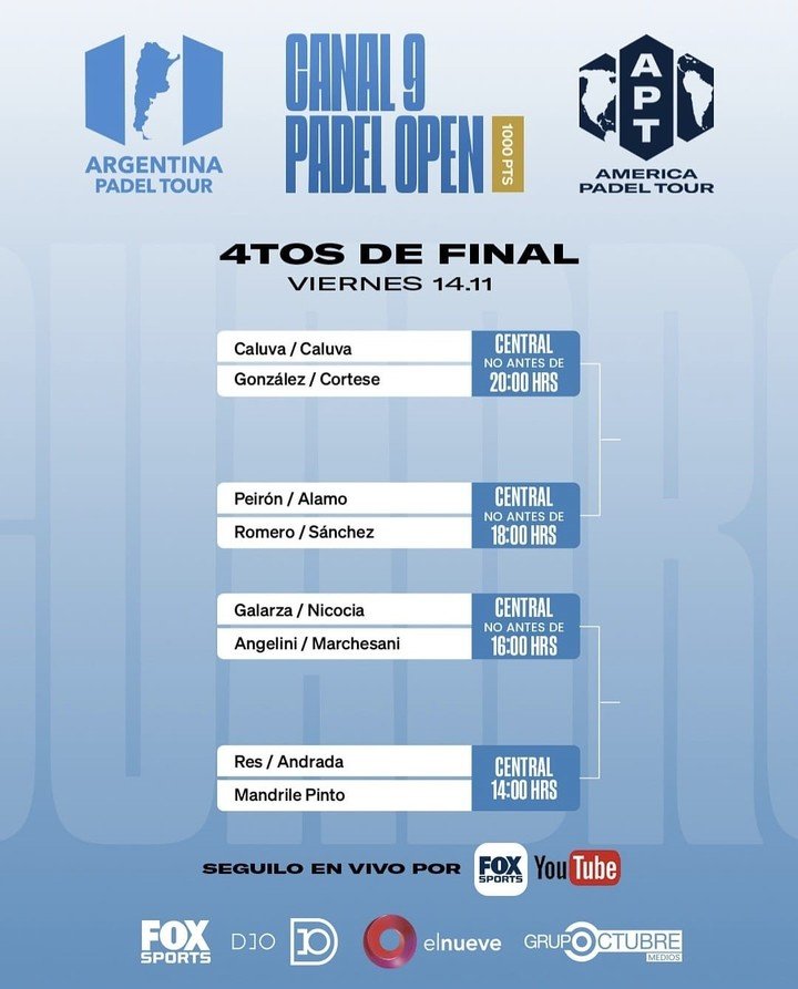 La llave inicial del Canal 9 Open del Argentina Padel Tour. (Prensa APT)