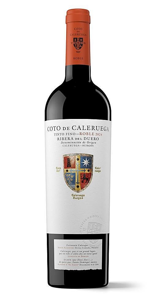 Botella del vino tinto de Ribera del Duero, Coto de Caleruega.