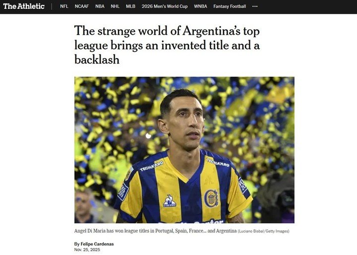 La nota que publicó el New York Times para cuestionar el título que la AFA le otorgó a Central.