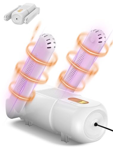 Aissom Secador de Zapatos, Secador de Botas con 120mins temporizadores,Secador Eléctrico de Calzado luz Violeta Diseño Plegable para Guantes, Zapatos, Calcetines