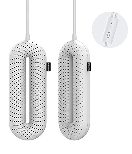 Snowpea Secador de Zapatos Eléctrico, Deshumidificar Zapatos & Eliminar Olores, Calentadores de Zapatos y Botas, Apagado Automático Temporizado UE Enchufe - Blanco