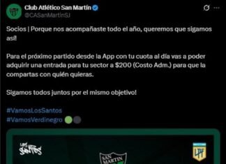 La inédita movida de San Martín de San Juan para el partido en el que se juega el descenso: entradas a ¡200 pesos!