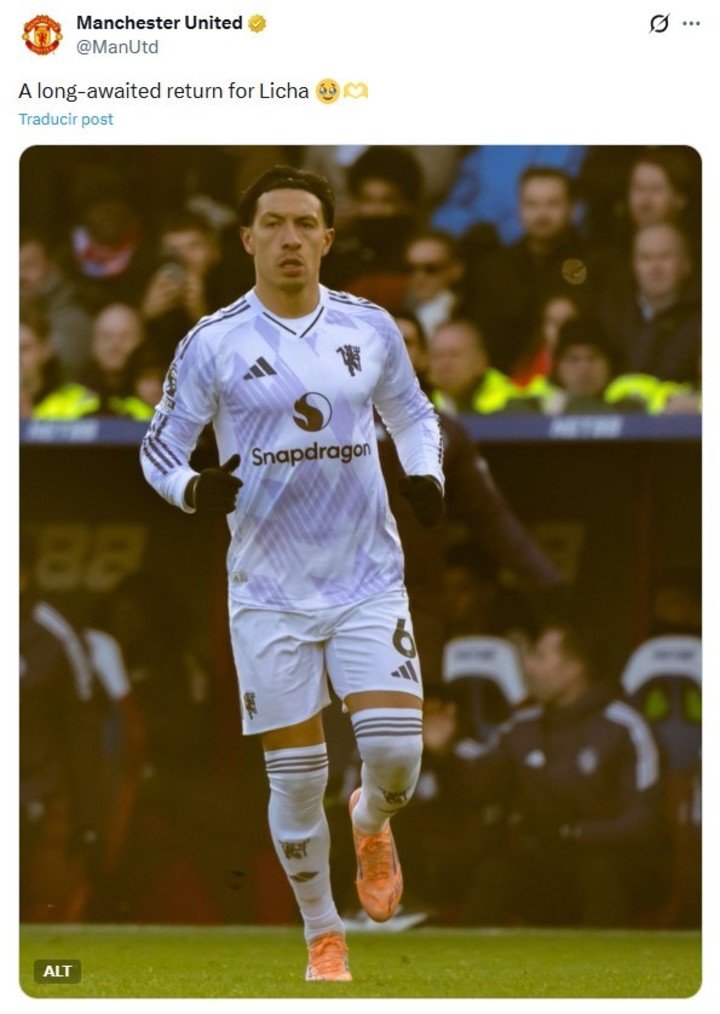 El posteo de bienvenida del Manchester United para Lisandro Martínez.