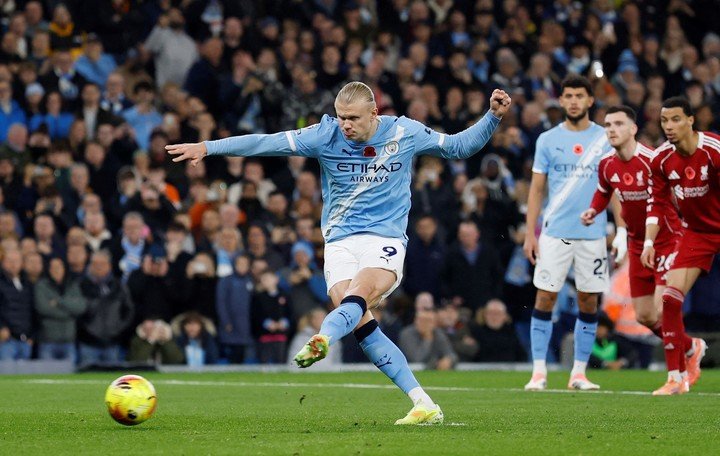 Haaland y los penales. Reuters/Jason Cairnduff