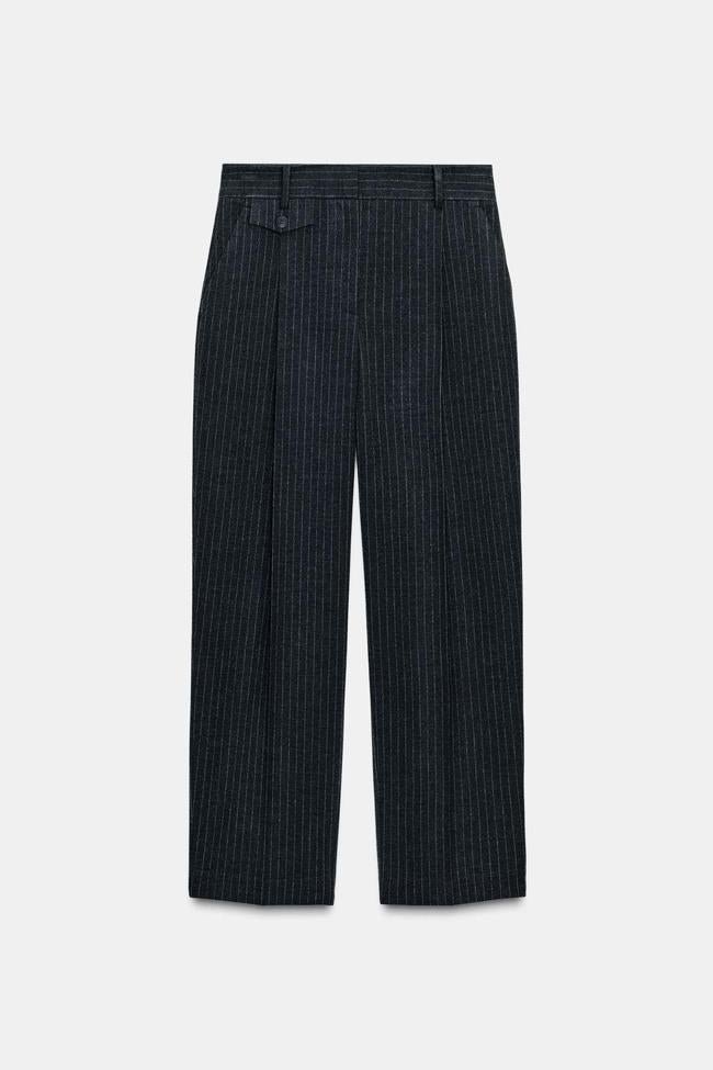 Pantalón recto pinzas rayas (27,95€)