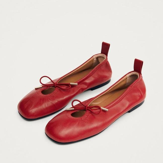Rosalind Red Leather Ballet Flats (150€)