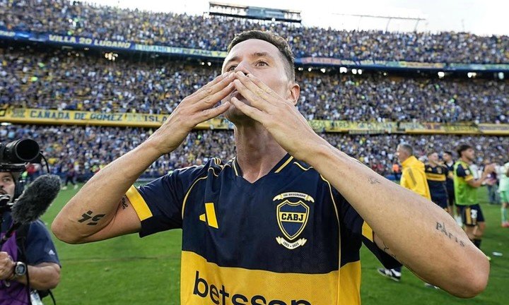Ander Herrera, tras el superclásico en la Bombonera, acaso su momento más feliz.