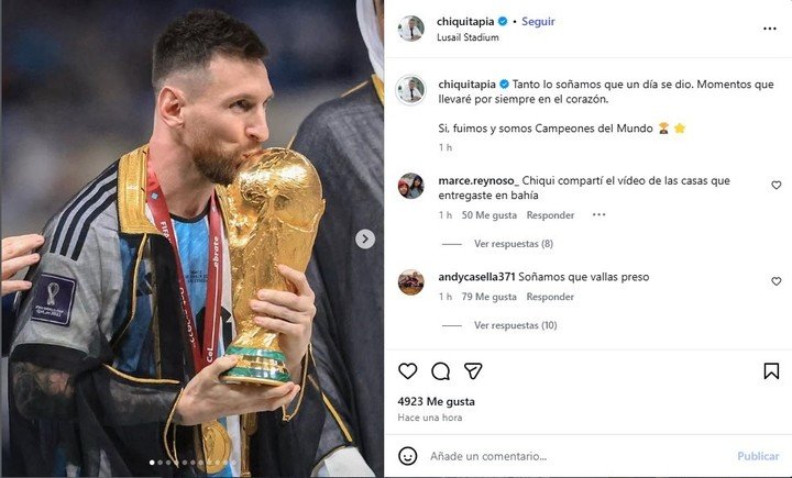 Los posteos de Tapia por el aniversario del Mundial.