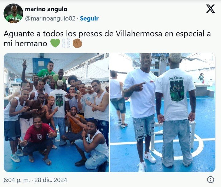 La publicación de Marino Hinestroza tras visitar a su hermano en la cárcel.