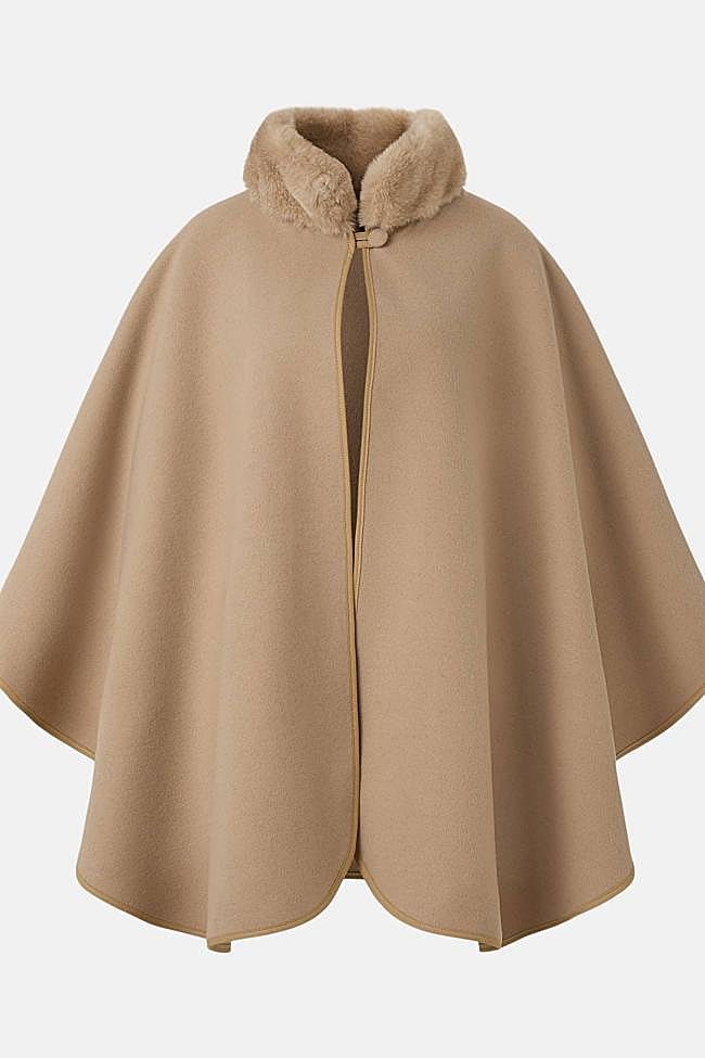 Capa lisa cuello piel sintetica (125,95€ en El Corte Inglés)