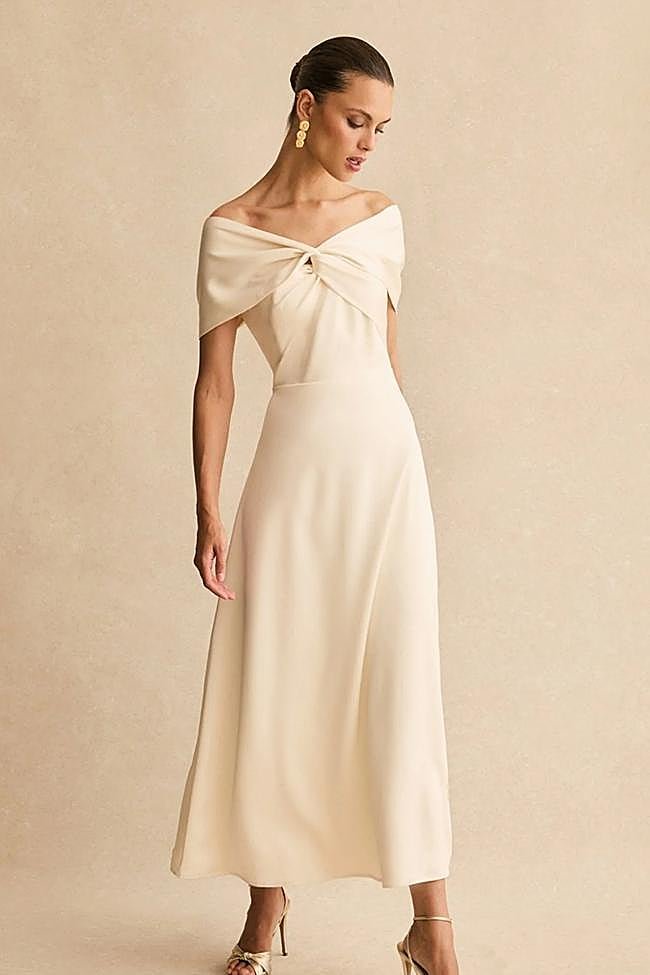 Vestido con escote bardot de Bimani.