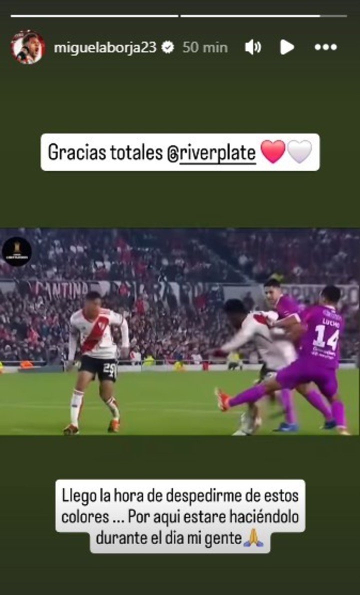 El mensaje de Borja, despidiéndose de River.