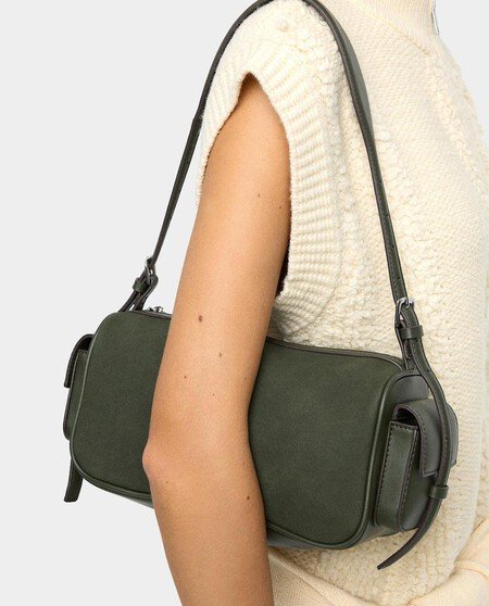 Bolso East West Bandolera Piel Verde Oliva Parfois Bonito Barato Elegante