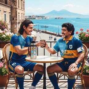Con Cavani y Maradona: el saludo especial del Napoli por el día del hincha de Boca