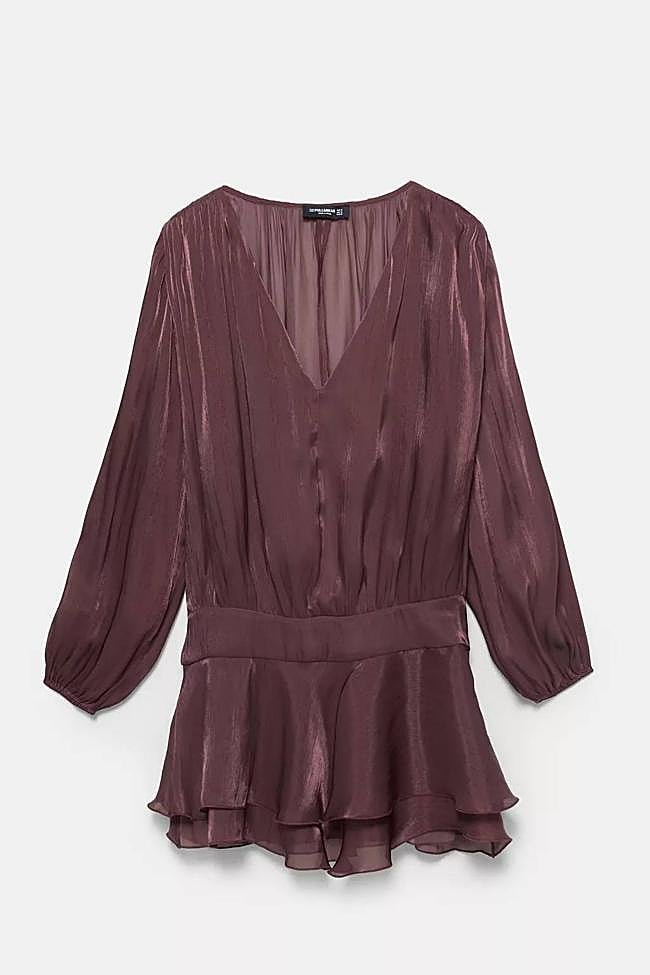 Vestido corto volantes brillo (35,99€)