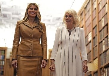 Melania Trump, elegantísima en su cita con la reina Camilla y Kate Middleton: del traje más especial a la chaqueta de ante tendencia