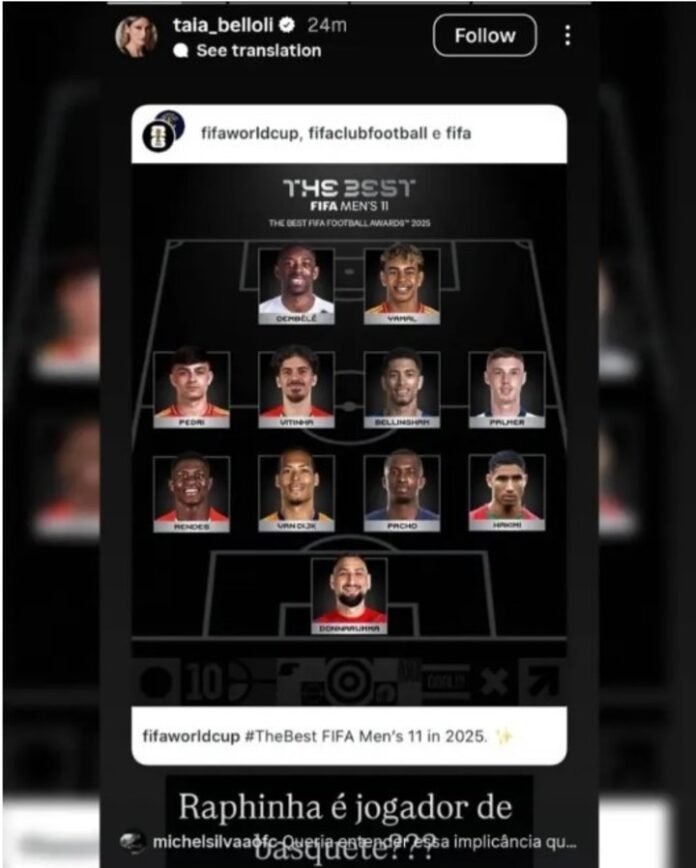 La ácida publicación de la pareja de Raphinha luego de que quedara fuera del 11 ideal del The Best:
