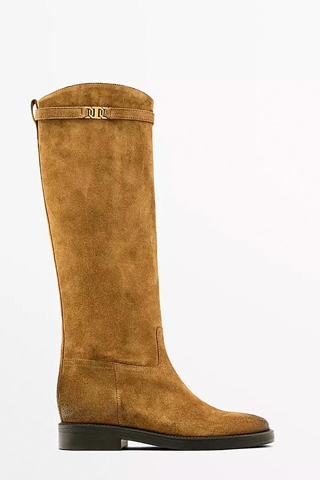 Botas altas de ante de Massimo Dutti
