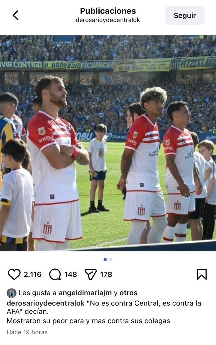 Los likes de Ángel Di María contra Estudiantes y Verón.
