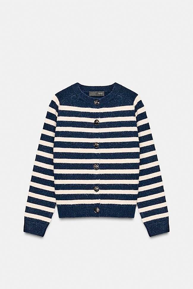 Cárdigan de rayas en azul y blanco