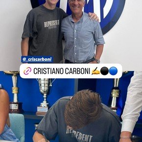 Cristiano Carboni, el más chico de la familia, firmó su primer contrato con el Inter