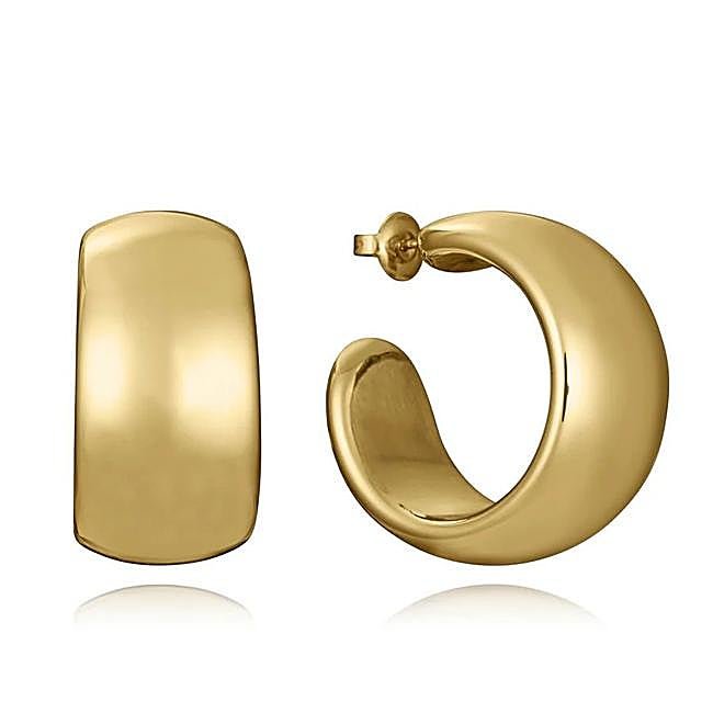 Pendientes de mujer de acero Ip dorado aro abierto con volumen (35,10€)
