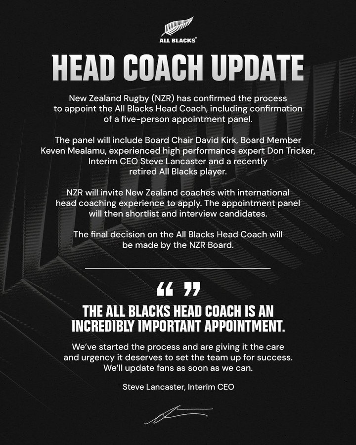 El comunicado de los All Blacks sobre la búsqueda. (@AllBlacks)