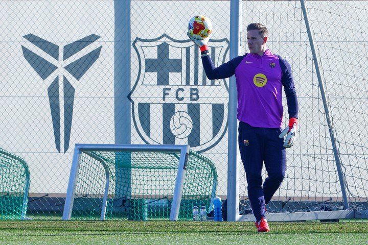 Ter Stegen en el entrenamiento antes de la Copa del Rey. (EFE/ Quique García)