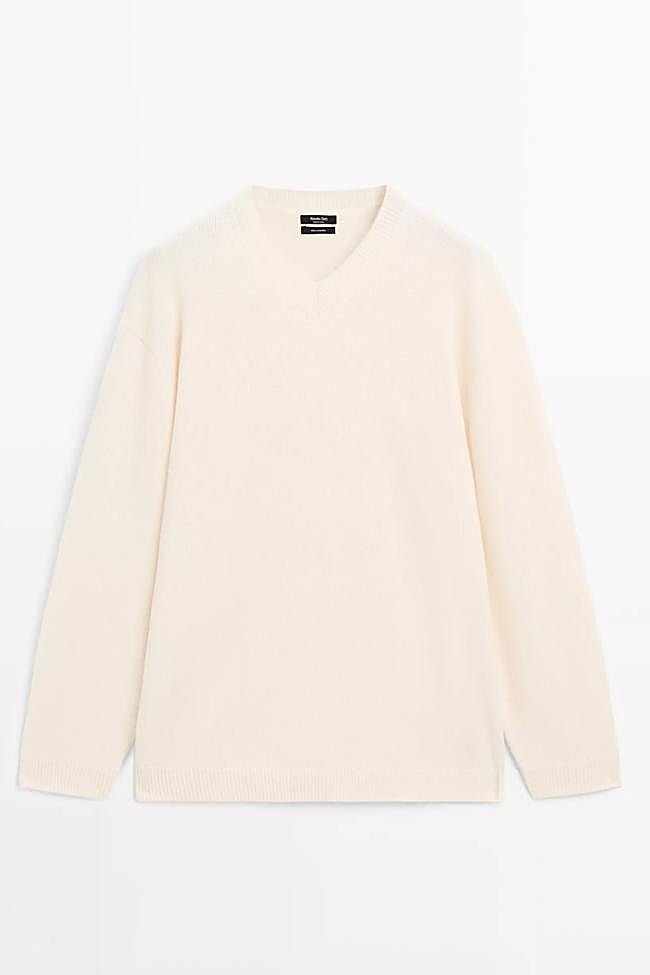 Jersey oversize cuello pico cashmere (169€)