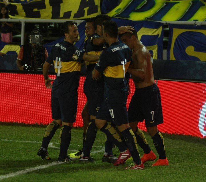 Los jugadores de Boca festejando el 5 a 0 contra River (FTP Clarín).