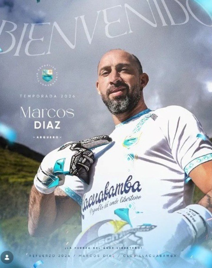 Marcos Díaz fue presentado en Deportivo Llacuabamba de Perú (Club Llacuabamba).