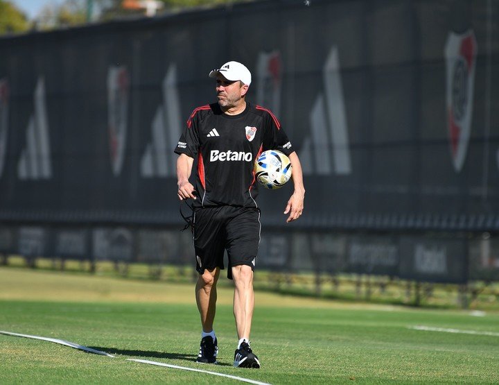 Coudet, en el entrenamiento de River. (PRENSA RIVER).