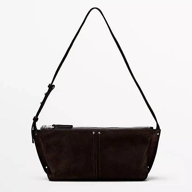 Bolso de hombro piel serraje (129€)