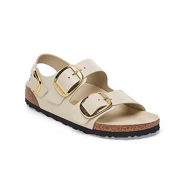 Sandalias con doble hebilla en color crema de Birkenstock.