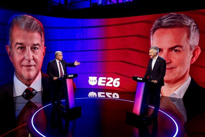 Joan Laporta y Víctor Font durante el debate.