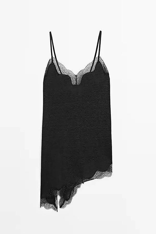 Top asimétrico lencero mezcla lino (29,95€)