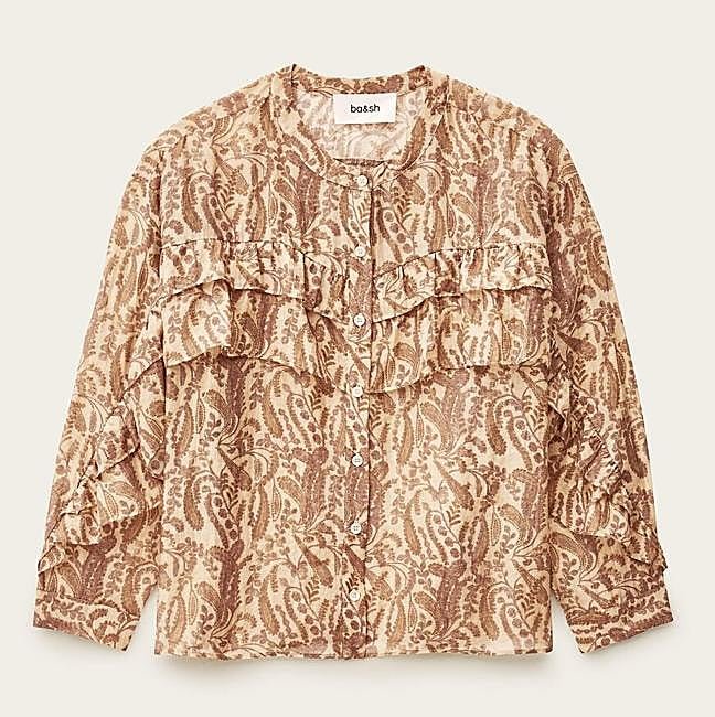 Blusa estampada con volantes de ba&sh, 185 euros.
