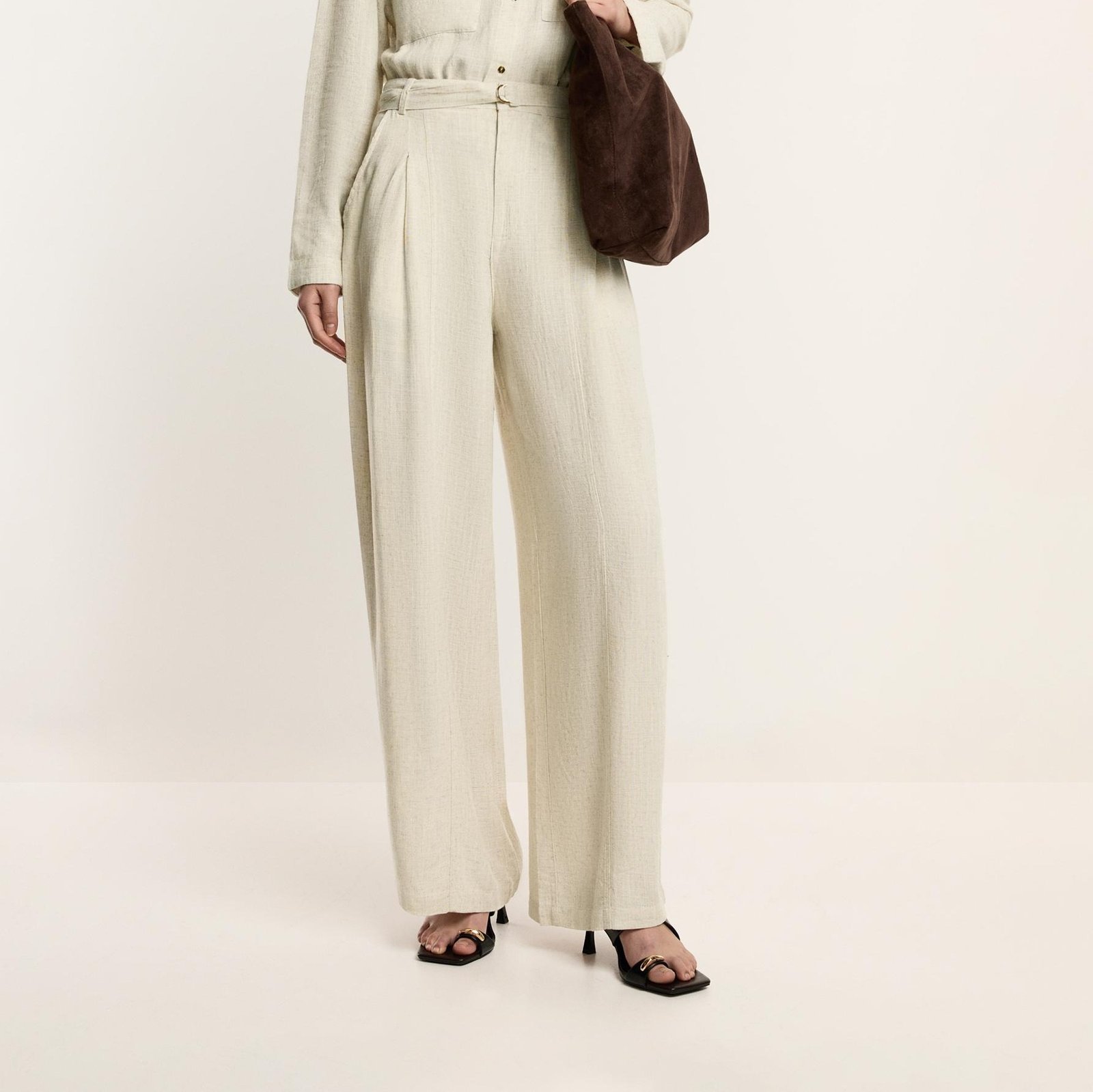 Pantalón denim ligero palazzo 