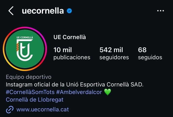 Las redes sociales del UE Cornellá. 
