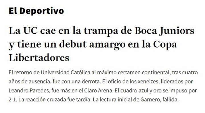 Las reacciones en los medios de Chile tras el triunfo de Boca.