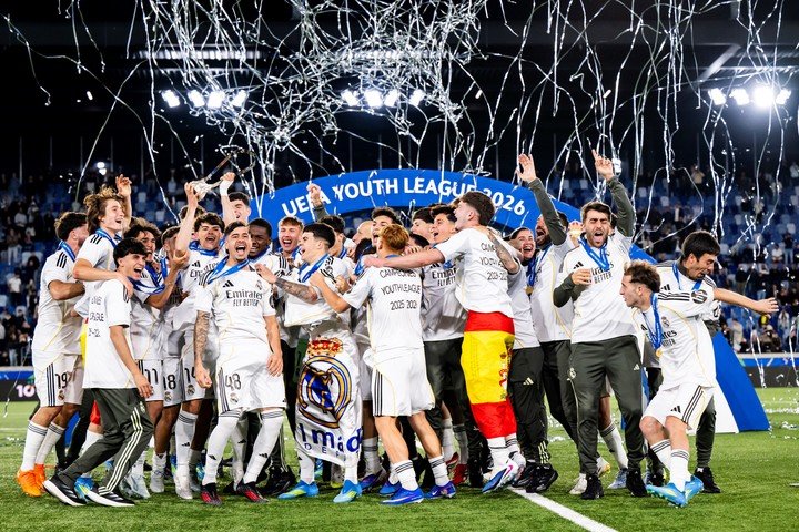 Los futbolistas del Real Madrid en el festejo.